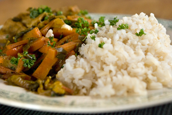 Porc sauté et carottes épicées